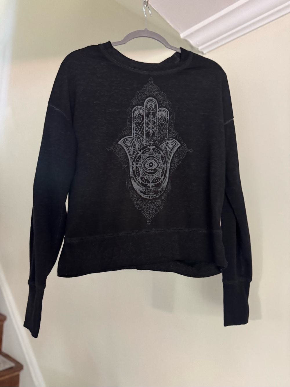 Women's Black Hamsa Lightweight Sweater